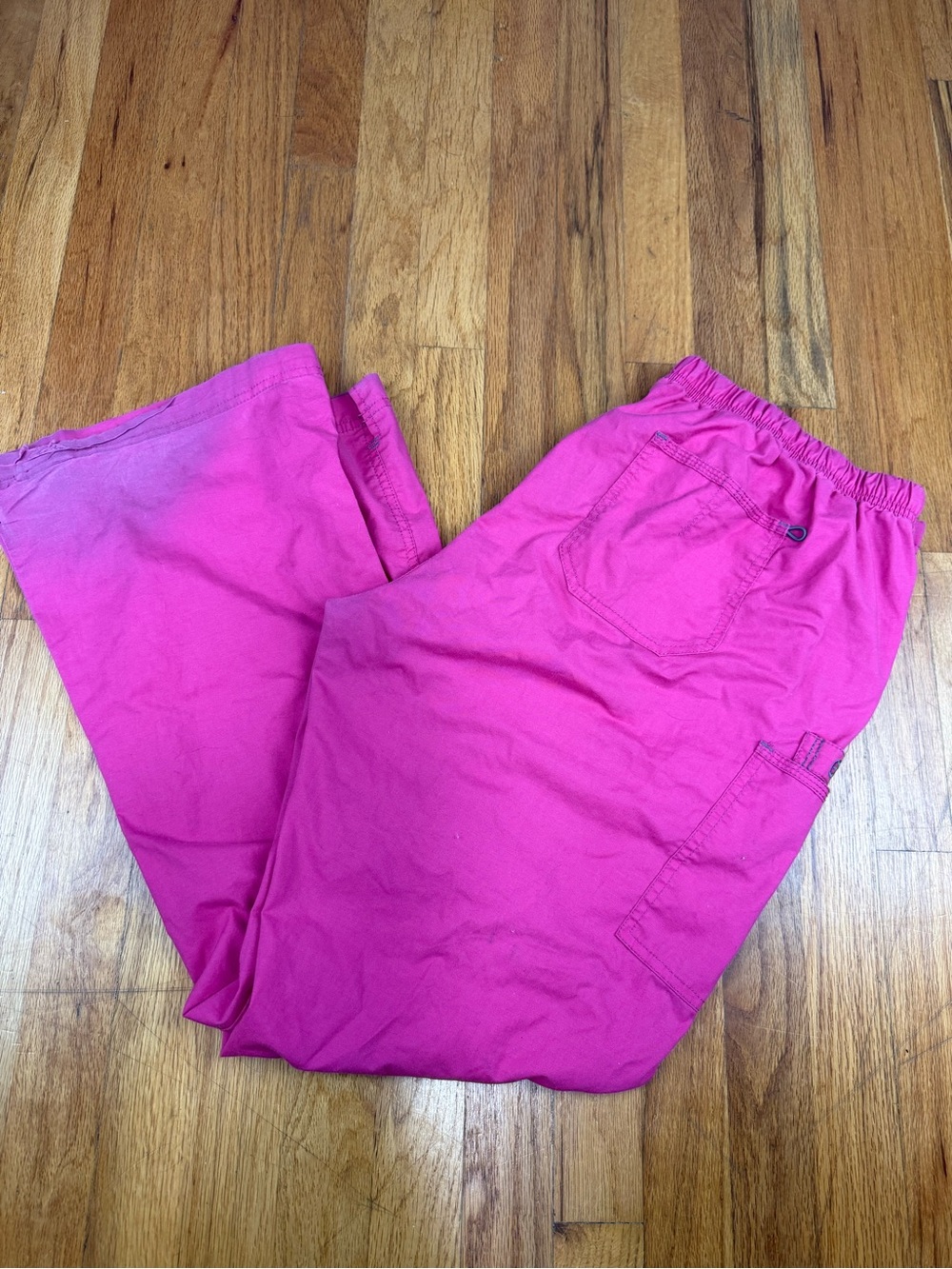 Hot Pink Cargo Scrub Pants XL – Drawstring Multi-Pocket Workwear